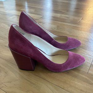 Nine West Shoral suede dress pumps croc block heel, NEW, size 11